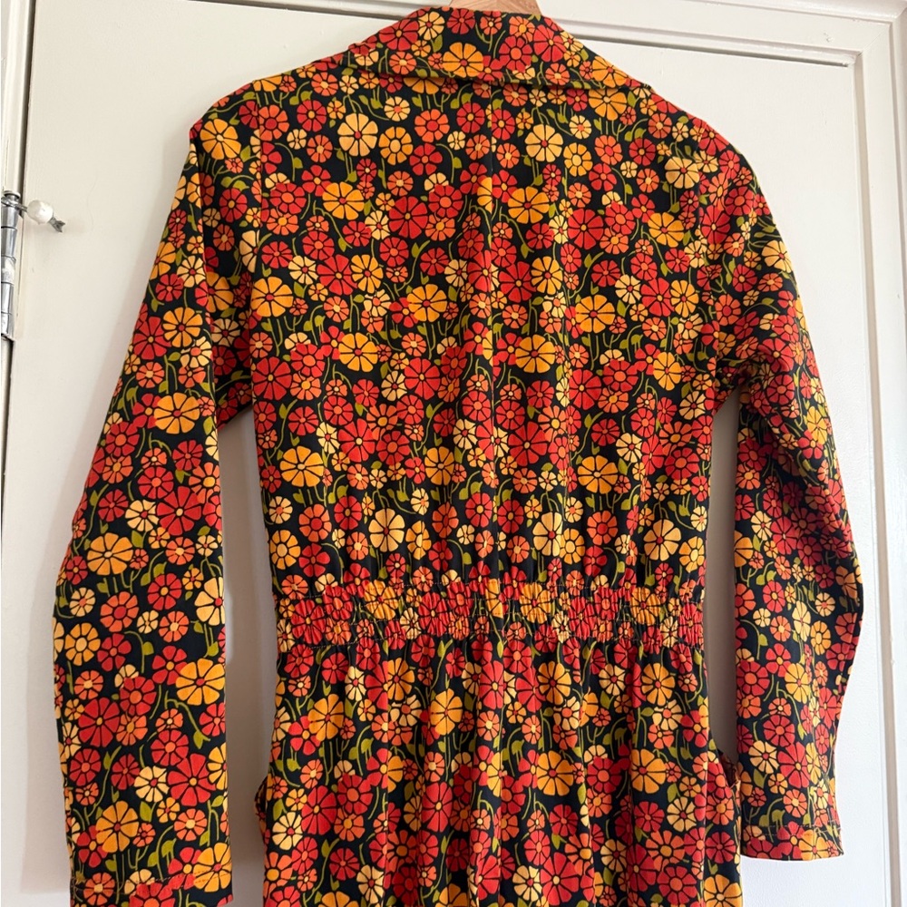 Floral Zip-Front Jumpsuit in Orange & Yellow - Picture 5 of 10